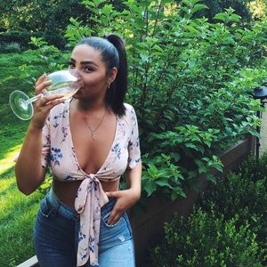 NASTY GAL size US 4 peach tie front top